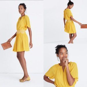 Madewell smocked mini dress golden ochre size 12